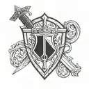 bred for war sword shield tattoo design idea
