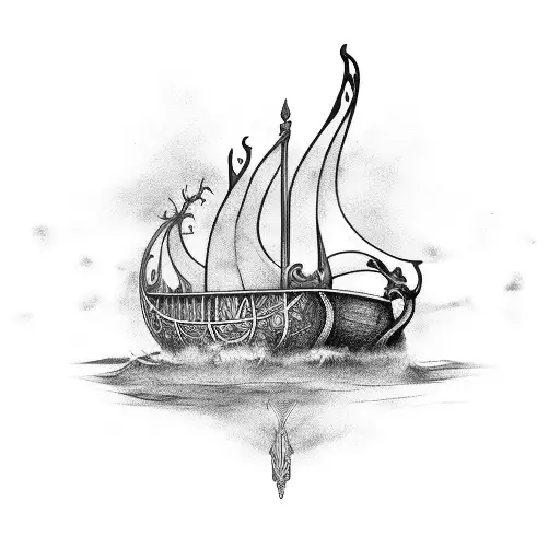 Viking Long Ship tattoo design idea