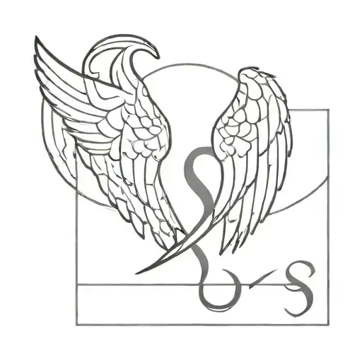 simple angel wings containing hidden s letter S tattoo design idea