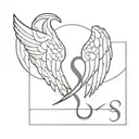 simple angel wings containing hidden s letter S tattoo design idea