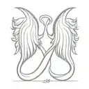 simple angel wings containing hidden s letter S tattoo design idea