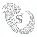 simple angel wings containing hidden s letter S tattoo design idea