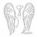 simple angel wings containing hidden s letter S tattoo design idea