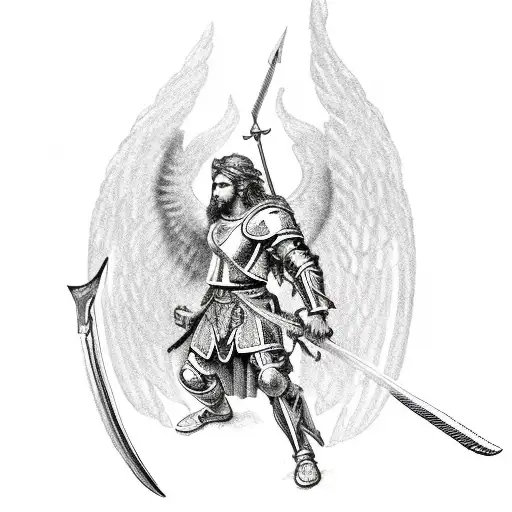 st michael warrior angel tattoo design idea