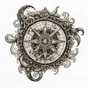 kraken broken compass tattoo design idea