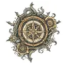 kraken broken compass tattoo design idea