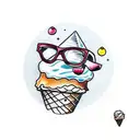 ice cream cone with glasses instead of ice cream scoops tattoo design idea