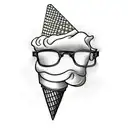ice cream cone with glasses instead of ice cream scoops tattoo design idea