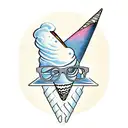 ice cream cone with glasses instead of ice cream scoops tattoo design idea