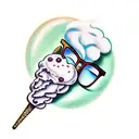 ice cream cone with glasses instead of ice cream scoops tattoo design idea