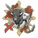 bison and Orthodox cross and Jerusalem cross and dna and letters z m g tattoo design idea