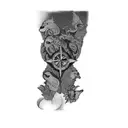 a group of animals with a compass in the middle tattoo design idea