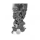 a group of animals with a compass in the middle tattoo design idea