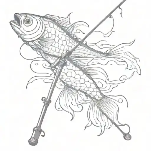 fishing pole tattoo design idea
