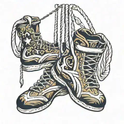 wrestling shoes hanging   tattoo design idea