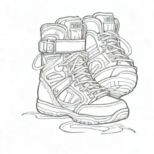 wrestling shoes stacked tattoo design idea
