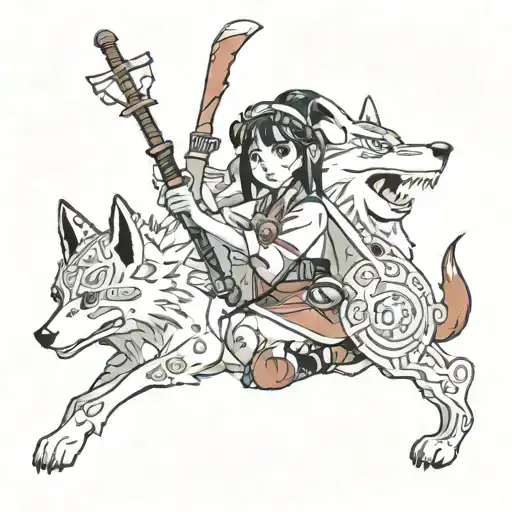 Ghibli, mononoke princess tattoo design idea