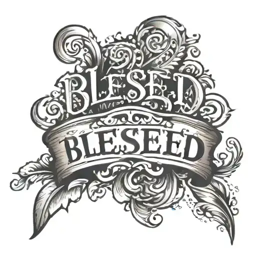 word blessed written on neck tattoo design idea