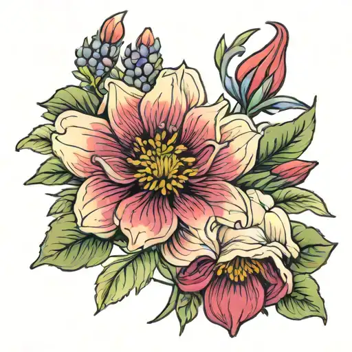 July birth flowers, May birth flowers, March birth flowers, august birth flowers  tattoo design idea