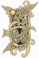A Celtic knotwork design incorporating elements of the sea such as waves and seashells tattoo design idea