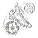 A sketch style tattoo of a football boot kicking a ball with the Tottenham Hotspur emblem on the side tattoo design idea