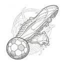 A sketch style tattoo of a football boot kicking a ball with the Tottenham Hotspur emblem on the side tattoo design idea