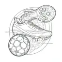 A sketch style tattoo of a football boot kicking a ball with the Tottenham Hotspur emblem on the side tattoo design idea