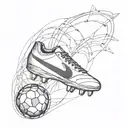 A sketch style tattoo of a football boot kicking a ball with the Tottenham Hotspur emblem on the side tattoo design idea
