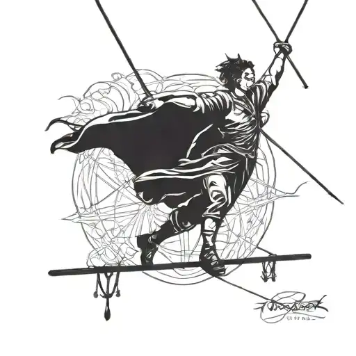 tightrope walker walking on a tightrope walker tattoo design idea