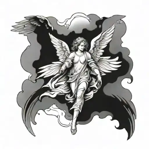 Guardian angel protecting tattoo design idea