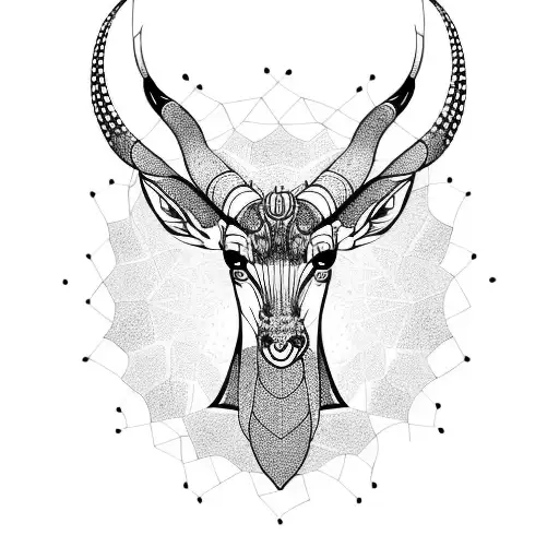 gazelle head with mandelbrot set behind tattoo design idea
