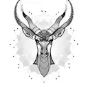 gazelle head with mandelbrot set behind tattoo design idea