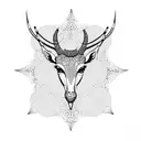 gazelle head with mandelbrot set behind tattoo design idea