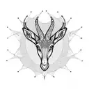 gazelle head with mandelbrot set behind tattoo design idea