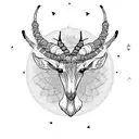gazelle head with mandelbrot set behind tattoo design idea