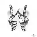 skeleton hand with RG in the middle tattoo design idea