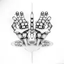 skeleton hand with RG in the middle tattoo design idea