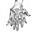 skeleton hand with RG in the middle tattoo design idea