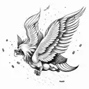 Icarus falling from the sky with his wings burning off tattoo design idea
