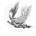 Icarus falling from the sky with his wings burning off tattoo design idea