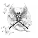 Icarus falling from the sky with his wings burning off tattoo design idea