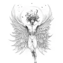 Icarus falling from the sky with his wings burning off tattoo design idea