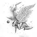 Icarus falling from the sky with his wings burning off tattoo design idea