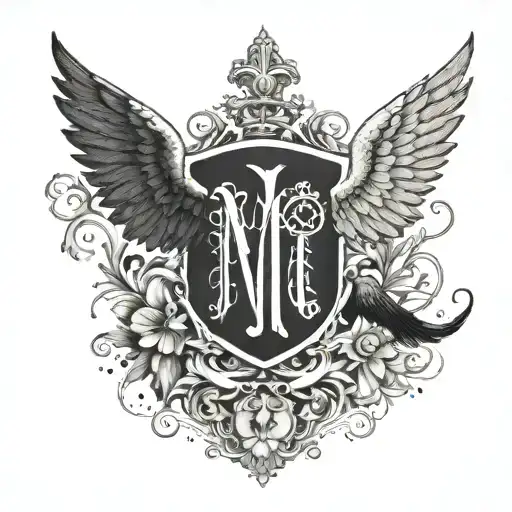 A symbolic representation of the bond between Papa and Mein Kind Julian, such as intertwined initials or a family crest tattoo design idea