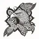 polynesian tattoo of eagle and crow head tattoo design idea
