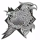 polynesian tattoo of eagle and crow head tattoo design idea