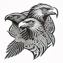 polynesian tattoo of eagle and crow head tattoo design idea