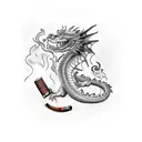 dragon smoking a cigar tattoo design idea