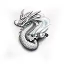 dragon smoking a cigar tattoo design idea
