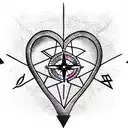 heart adn compass tattoo design idea